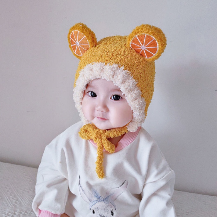 Mũ len, nón lông cưu gấu xù MẪU MỚI hình hoa quả cực kì đáng yêu, nón lông cừu mềm mại, ấm áp cho bé
