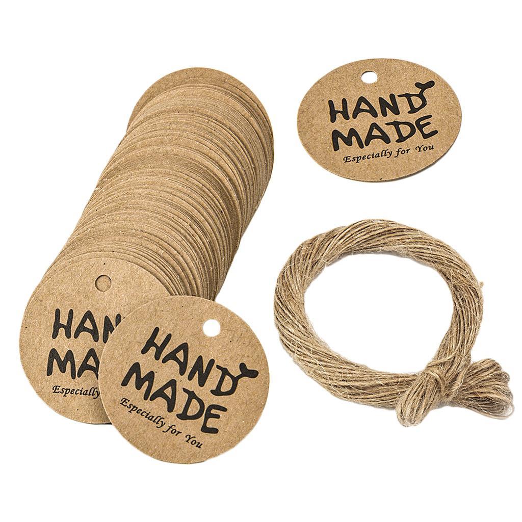100x Round Kraft Paper Labels for Handmade Wedding party Favor Kraft Paper Tags