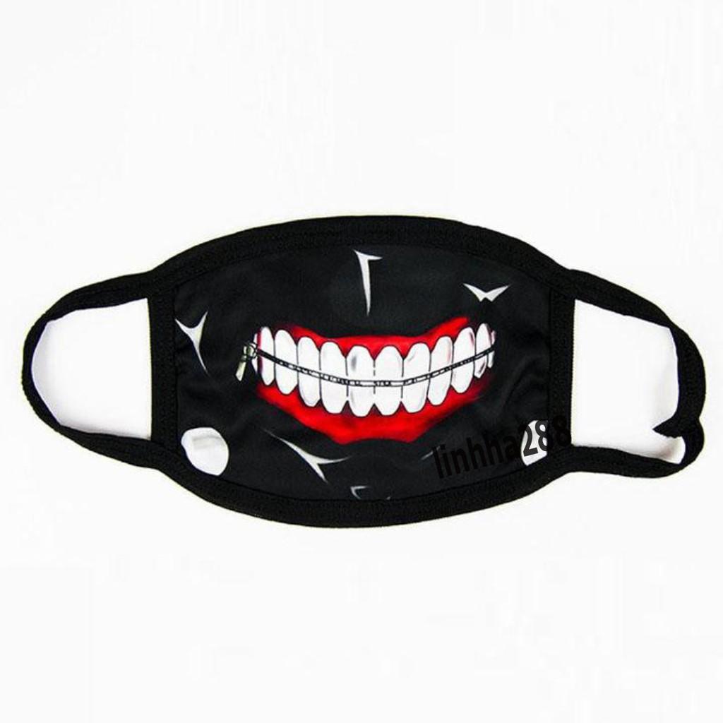 Khẩu trang Tokyo Ghoul Kaneki Ken vải kéo khóa in hình anime chibi