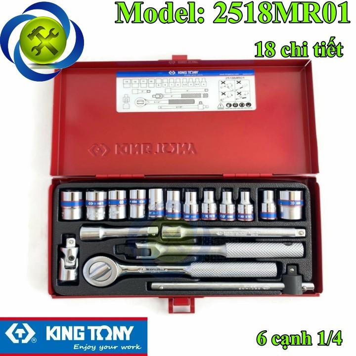 Bộ tuýp 1/4 Kingtony 2518MR01 18 chi tiết loại tuýp 6 cạnh