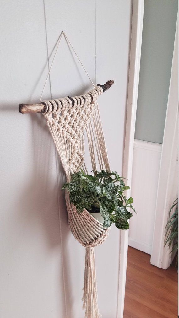 Thảm Treo Chậu Cây Trang Trí Macrame TTC01- Sản Phẩm Handmade, Dùng Treo Tường Decor Trong Nhà Ở, Văn Phòng Làm Việc, Homestay, Quán Cà Phê