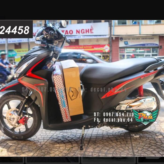 Tem rời chỉ đỏ Vision xe đen nhám