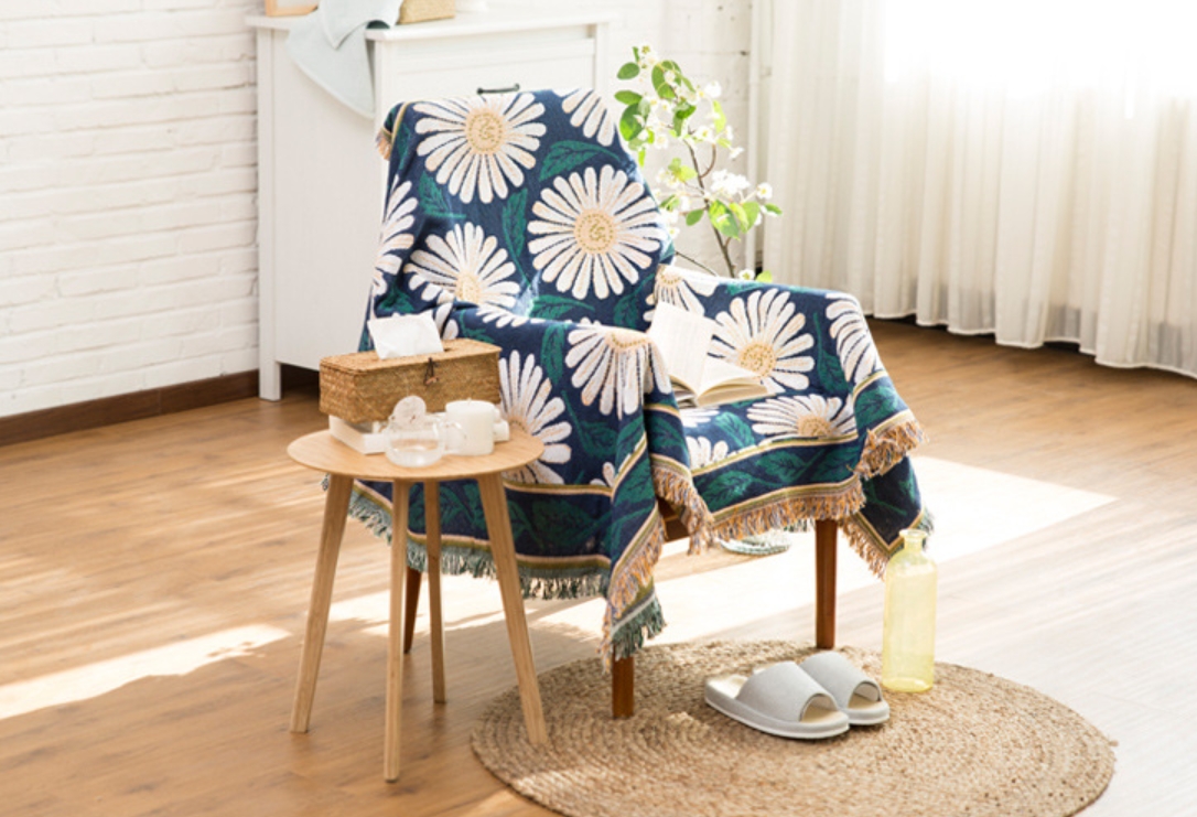 Thảm Vintage, Thảm Thổ Cẩm 180x90cm Cúc Họa Mi