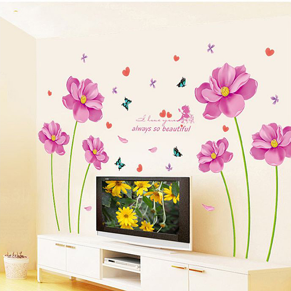 Decal Dán Tường Hoa Hồng Cánh Kép Lãng Mạn - 2 Bộ (150 x 260 cm)