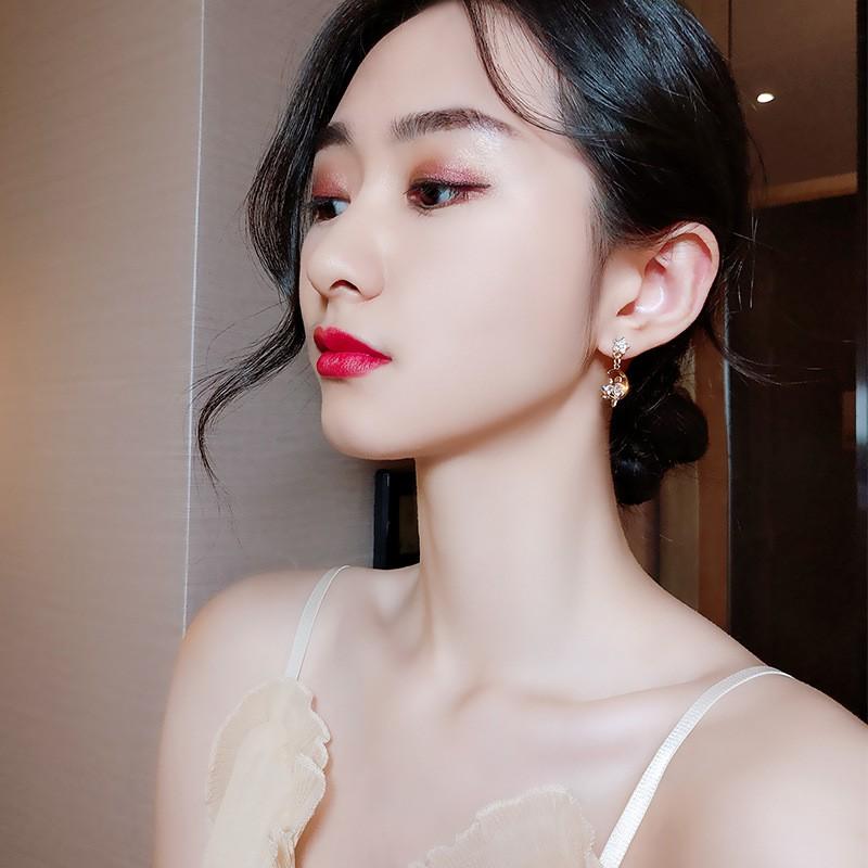Hoa tai nữ họa tiết hình mèo gắn đá nhân tạo FUHA, bông tai sang trọng thanh lịch dành cho phái nữ