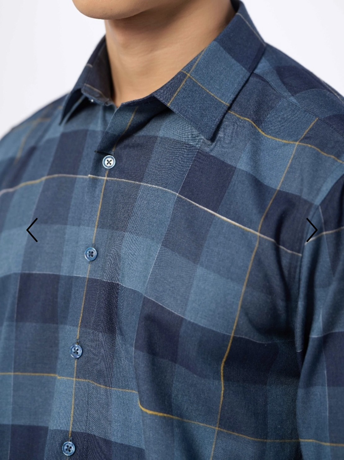 OWEN - Áo sơ mi dài tay Owen Regularfit chất sợi tre kẻ ca rô xanh đậm 220942
