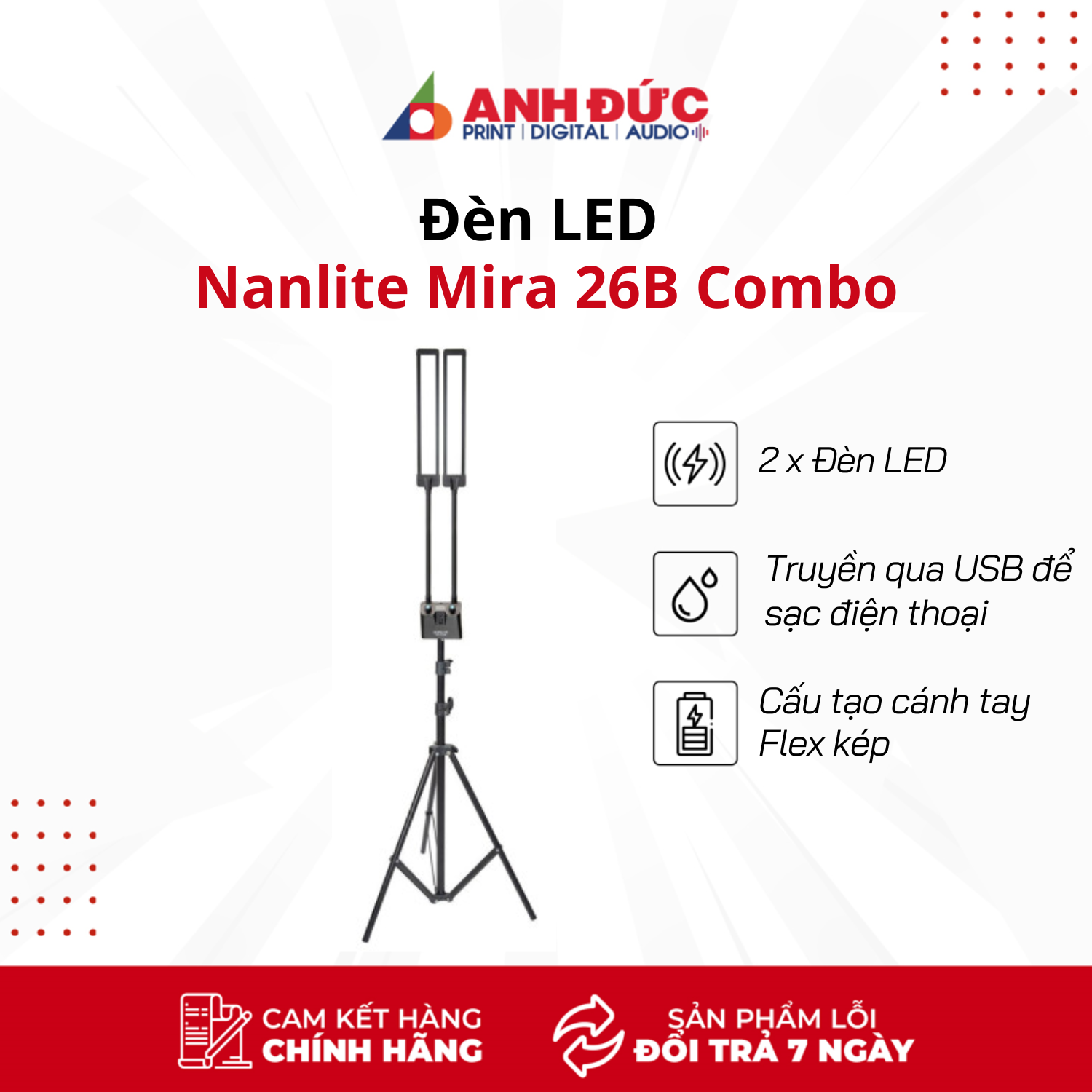 Đèn LED Nanlite Mira 26B Combo - Hàng chính hãng