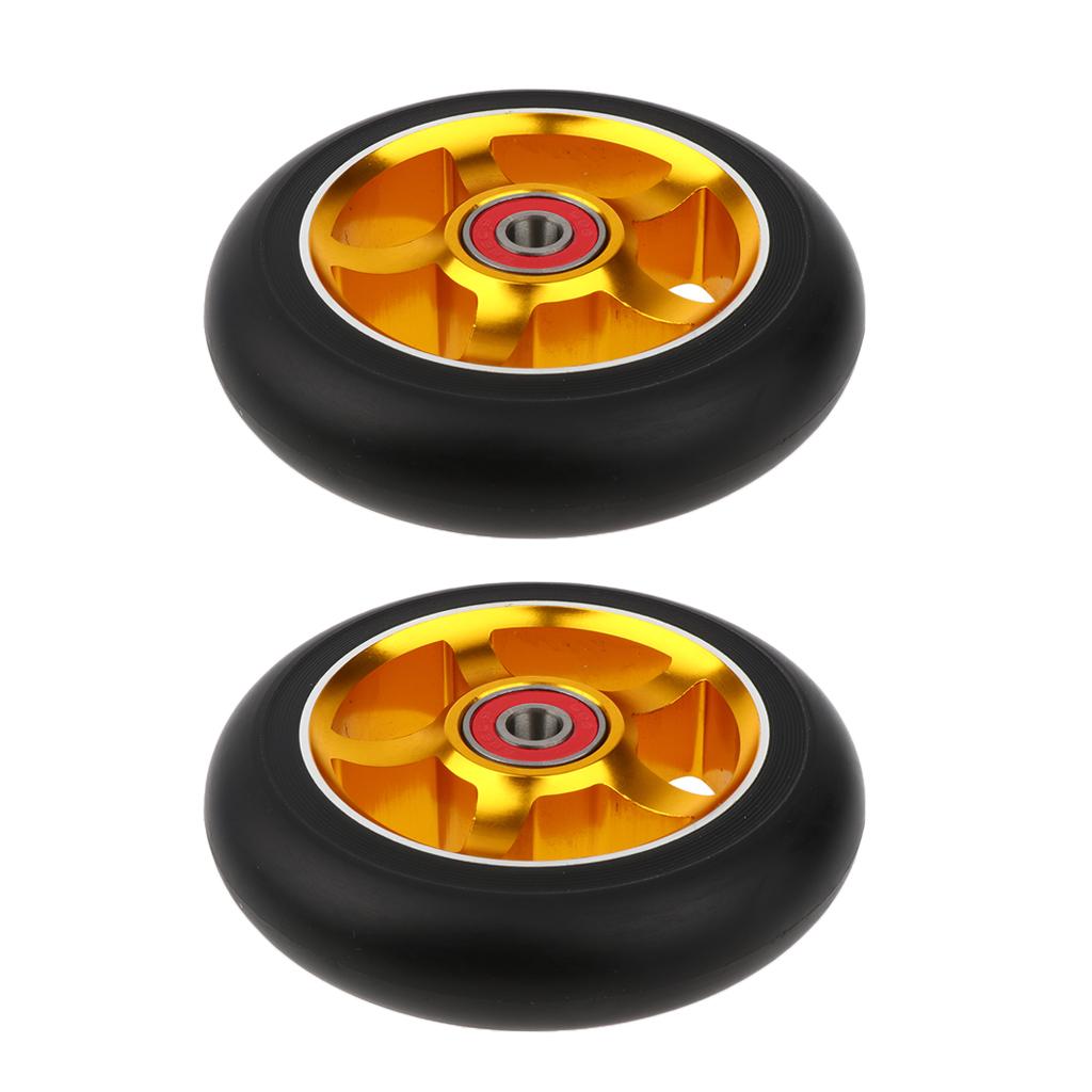 2 Sets of 100mm Replacement Wheels with Gold And Blue Bearings And Bushings