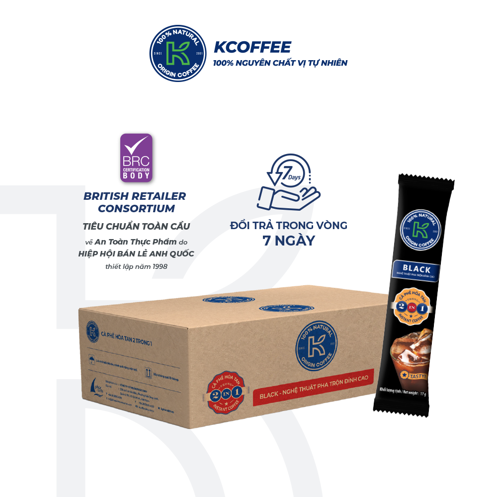 Cà phê hòa tan K Coffee 2 in 1 K-Black cà phê đậm vị 7650g