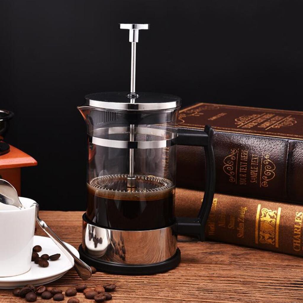 Household Stainless Steel French Press Tea Coffee Maker Carafe 350ml 1-2Cup