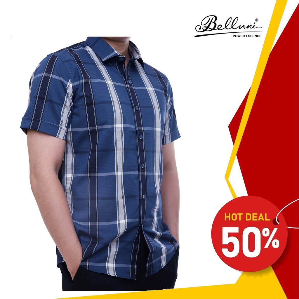 Áo Sơ Mi Nam Mẫu Slim fit Ngắn Tay Công Sở Thương Hiệu Thời Trang Belluni 204 B1