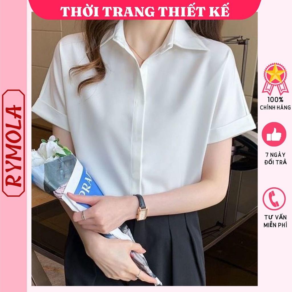 Áo Sơ Mi Trắng Nữ Tay Ngắn Cộc Tay Mola Somi Công Sở Đi Học ĐI Làm Màu Trắng Đen Kem Hàng Thiết Kế Cao Cấp Không Nhăn