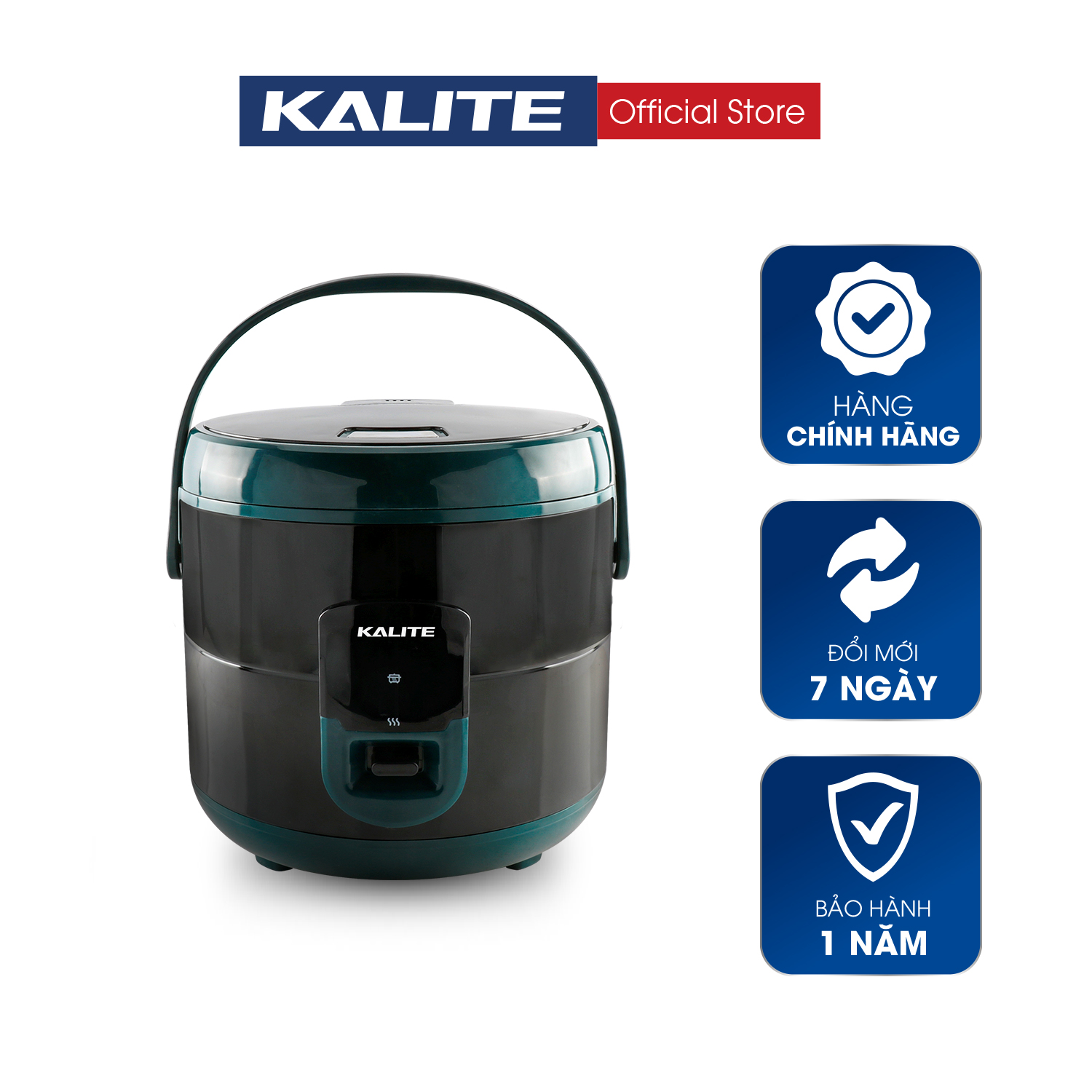 Nồi cơm điện Kalite KL 619, công suất 700W, dung tích 1.8L, quai xách, mâm nhiệt cong, có đai ủ trong 8h, lòng nồi hợp kim nhôm chống dính, hàng chính hãng bảo hành 12 tháng