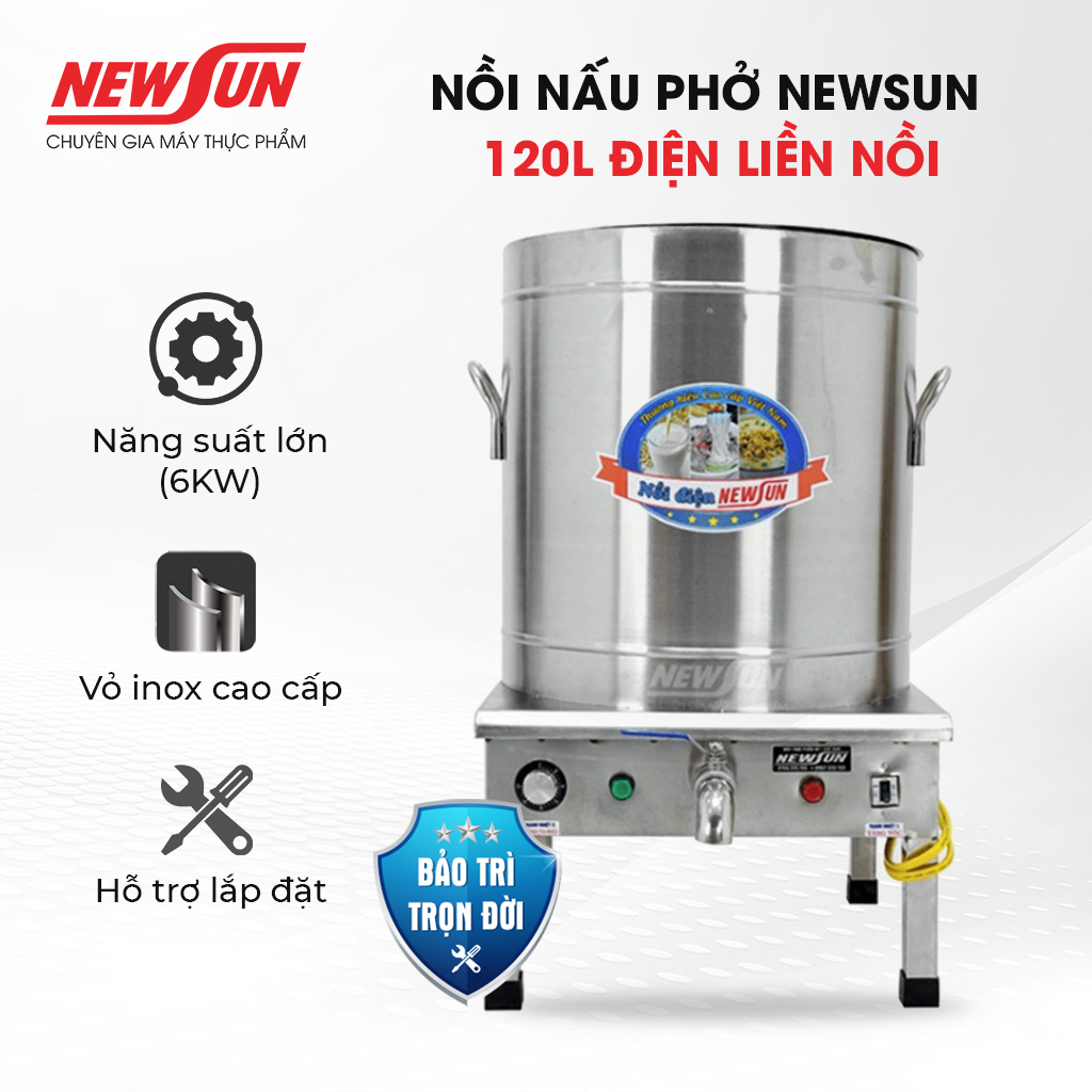 Nồi Nầu Phở Điện Liền Nồi NEWSUN 120L - Hàng chính hãng