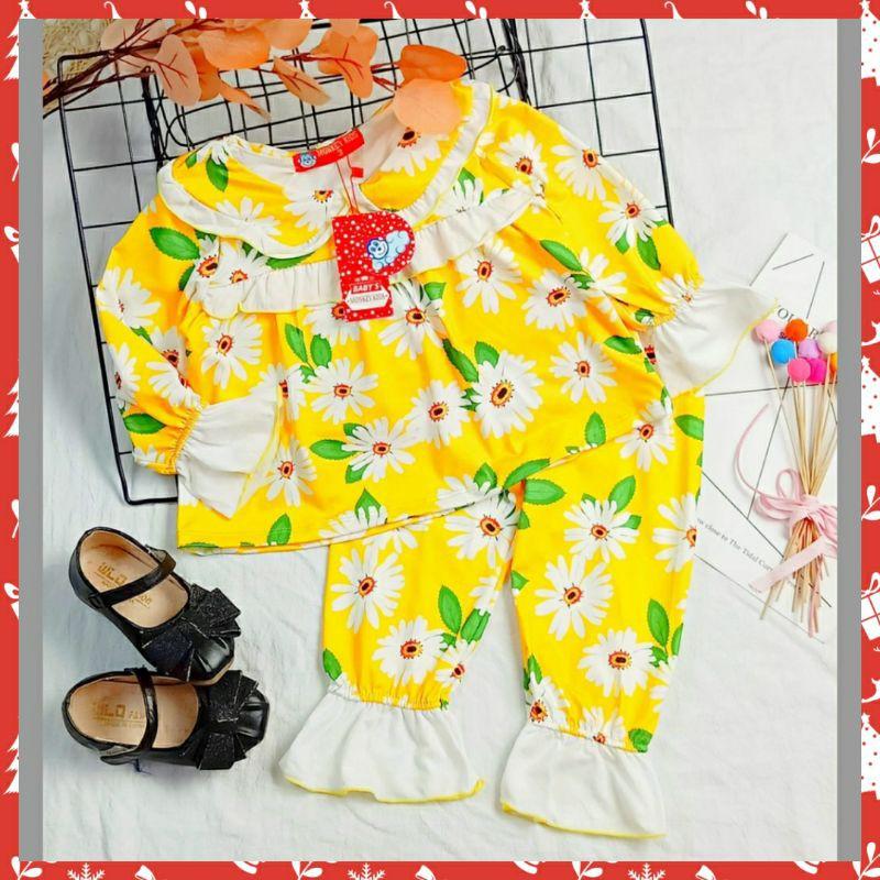 Bộ thun lạnh phối bèo sang chảnh cho bé gái