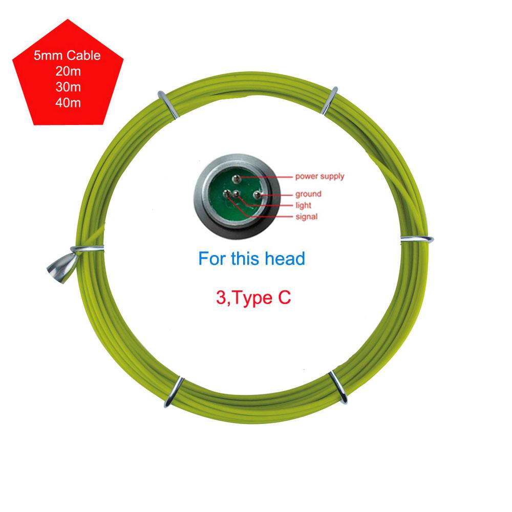20m 30m 50m 100m 100m Cáp 5 mm Máy quay video, ống thoát nước Hệ thống đường ống công nghiệp hệ thống nội soi công nghiệp