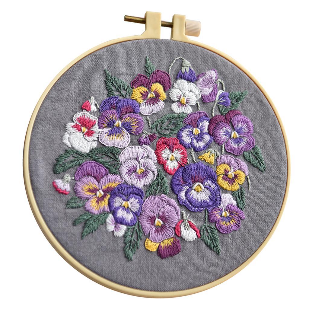 Starter Embroidery Set Cross Stitch Kit Craft DIY Tools -Threads, Fabric,