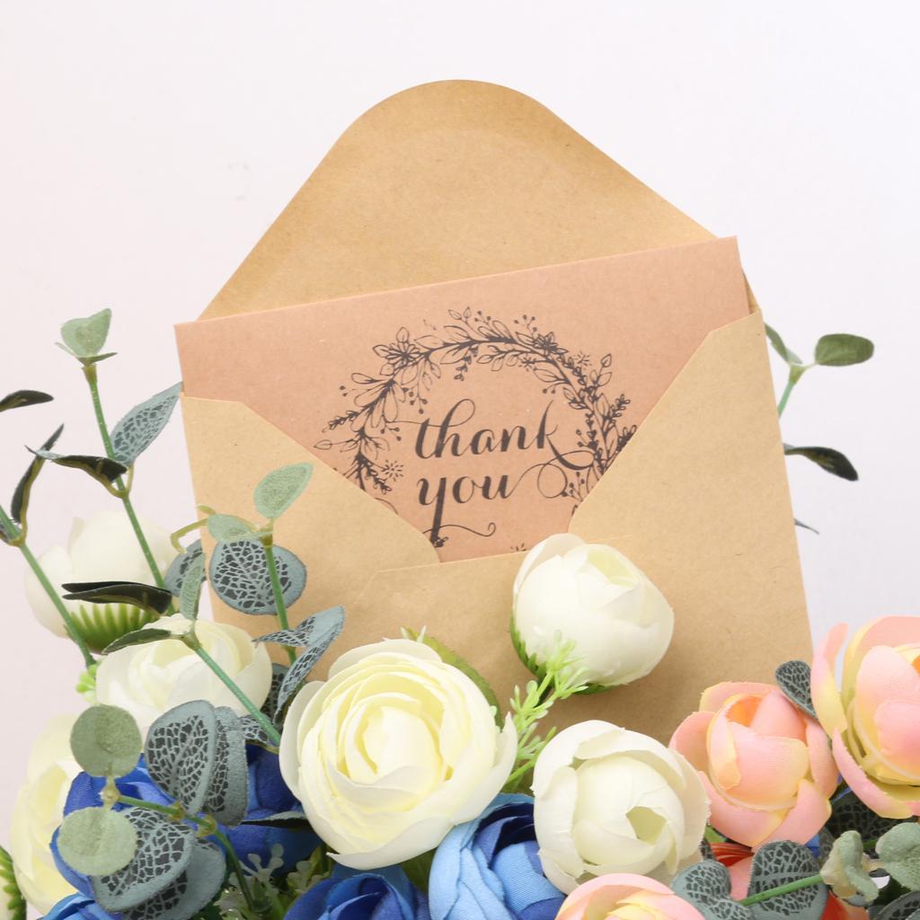 50pcs Vintage Brown Recycled Wedding Party Thank You Kraft Cards Envelops