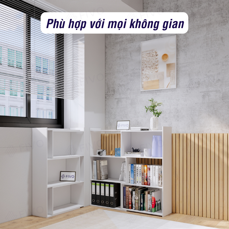 Kệ Gỗ Trang Trí Để Sàn FIVO FB71, Thiết Kế Thông Minh Có Thể Đóng Mở Tùy Thích, Phù Hợp Với Mọi Không Gian, Dễ Dàng Lắp Ráp - 3 Tầng