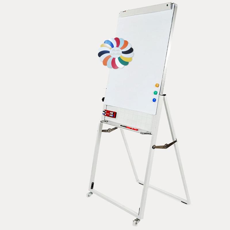 Bảng đào tạo Flip Chart A1 (60cmx100cm) , Mặt bảng từ có kẹp giấy A1 , 3 Chân gấp có Bánh xe