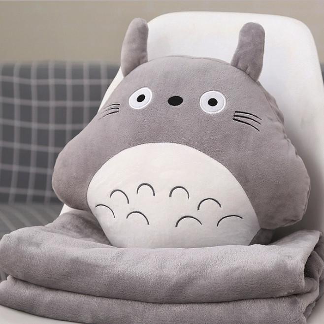 Gối mền văn phòng TOTORO tròn chức năng 3 trong 1, nỉ nhung siêu mịn