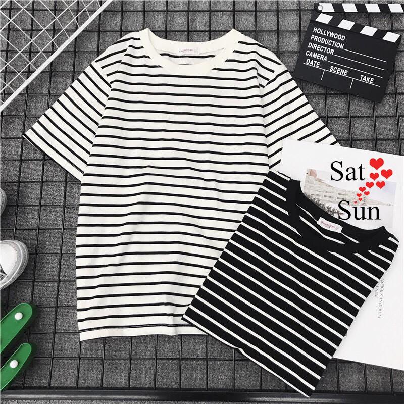 Áo thun nữ kẻ sọc form rộng kiểu dáng trẻ trung SatSun