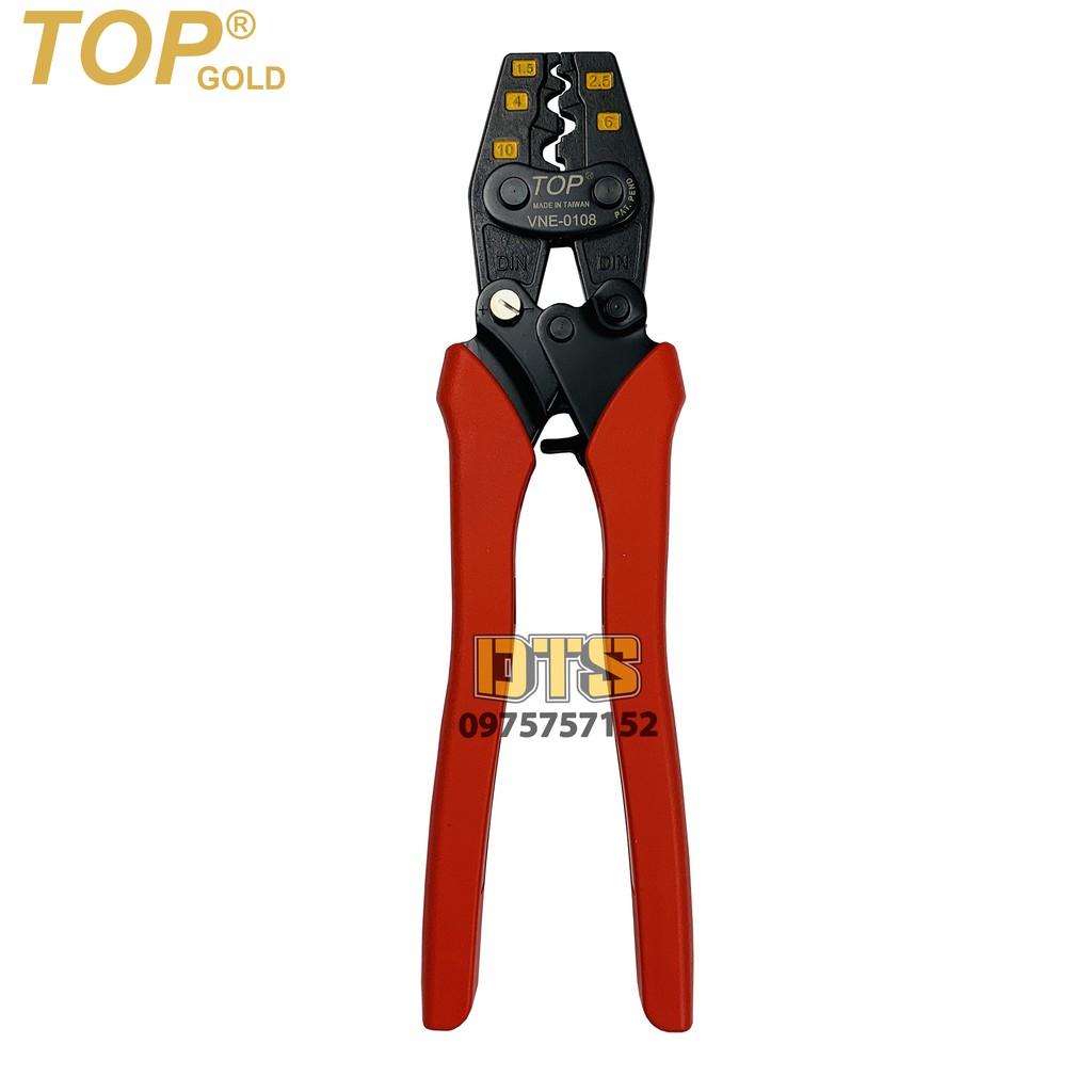 Kìm bấm cos trợ lực số 8 1.5 -> 10 mm2 TOP GOLD, tiết kiệm lực, độ chính xác cao, có nút điều độ rơ