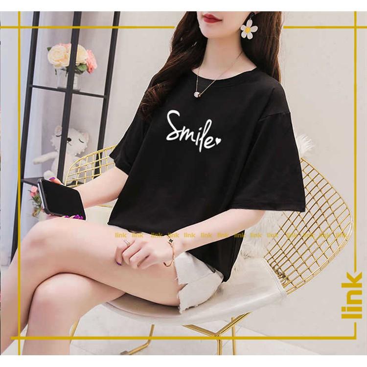 Áo phông nữ tay lỡ SMILE siêu đáng yêu unisex