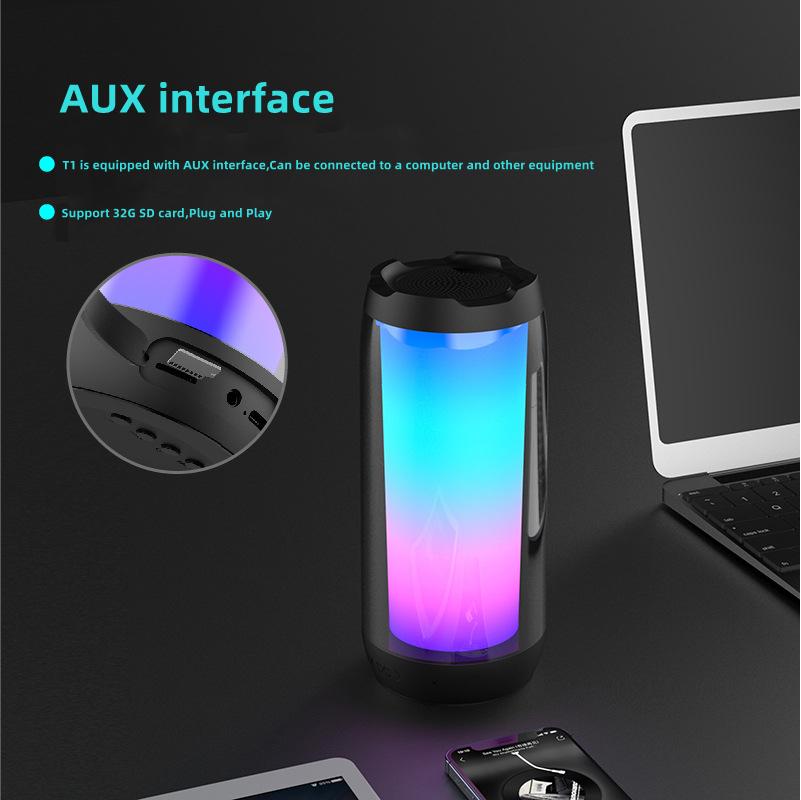 Mới Loa Bluetooth Ánh Sáng Nhiều Màu Sắc 3D HiFi Toàn Màn Hình Loa Siêu Trầm Âm Thanh Di Động TFCard Giao Diện AUX Cho Điện Thoại Máy Tính Laptop Color: White