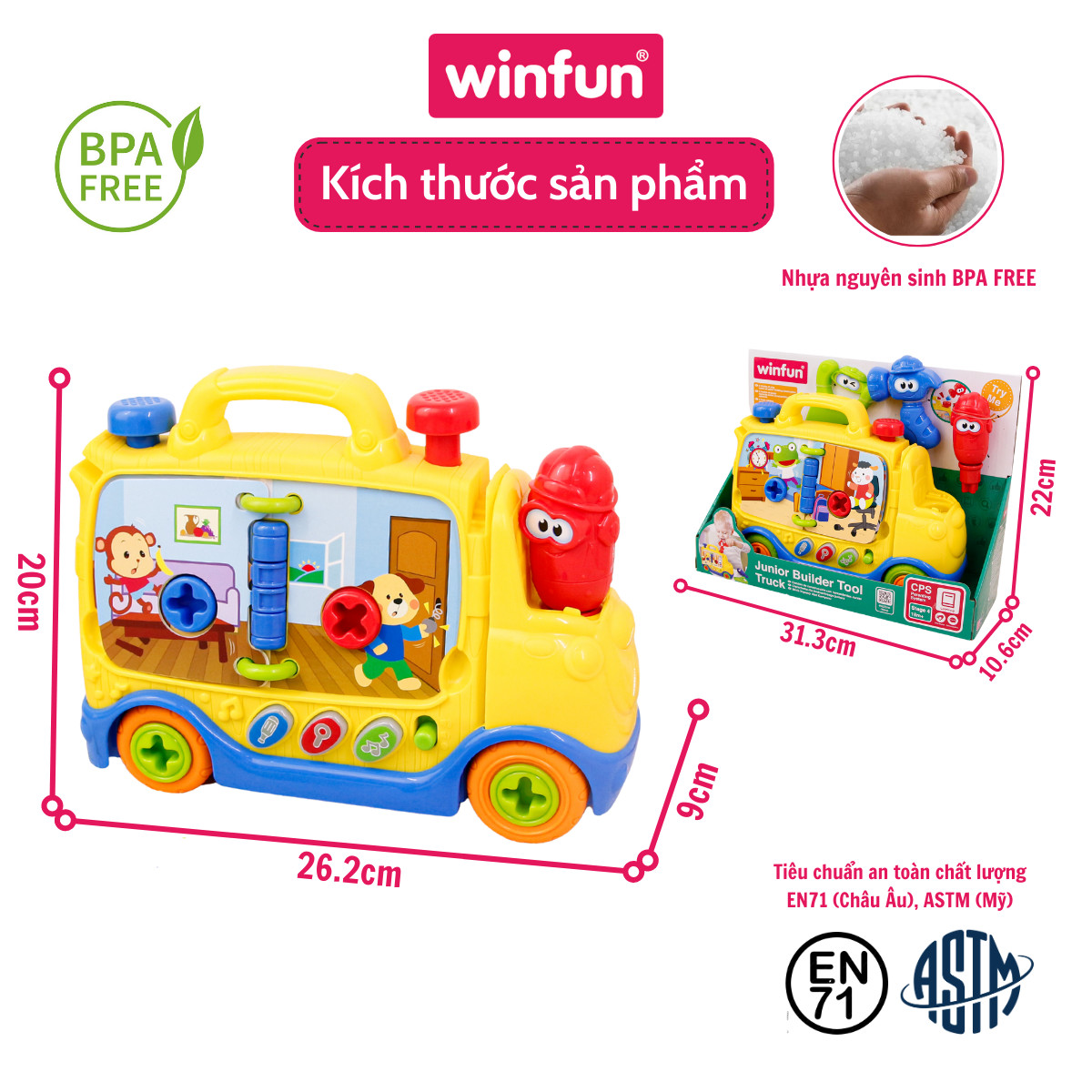 Đồ chơi dụng cụ cơ khí hình xe tải - bé tập làm kỹ sư Winfun 0795-01 - Phiên bản nói tiếng anh