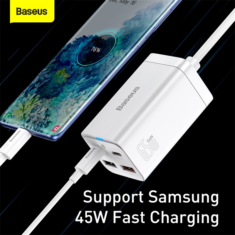 Bộ sạc nhanh Baseus 65W GaN3 Pro Bộ sạc nhanh 4 trong 1 cho iPhone 13 Pro Max Samsung Power Station cho máy tính xách tay CCDK65S -Hàng Chính Hãng