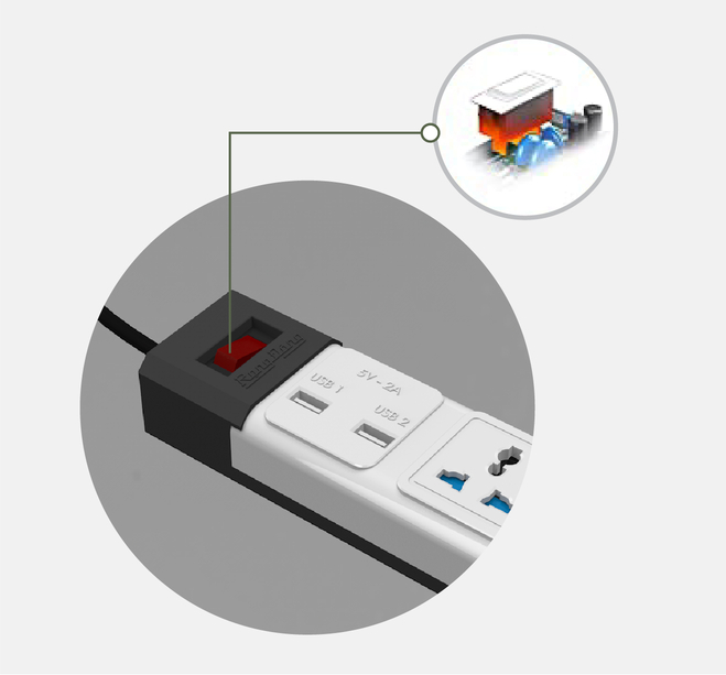 Ổ cắm đa năng USB Rạng Đông dài 3m Model: OC02.USB 3C/3M/10A