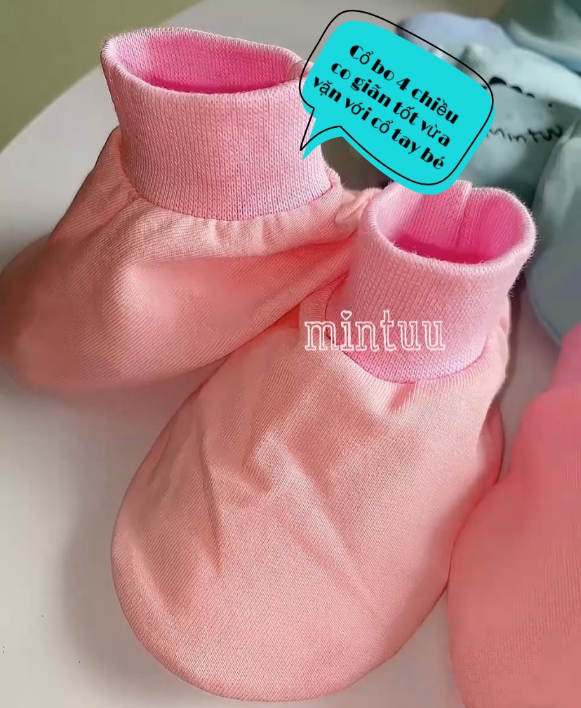 Bao tay bao  chân sơ sinh cổ bo thương hiệu MINTUU FIRST CHOICE, chất liệu vải 100% cotton 4 chiều