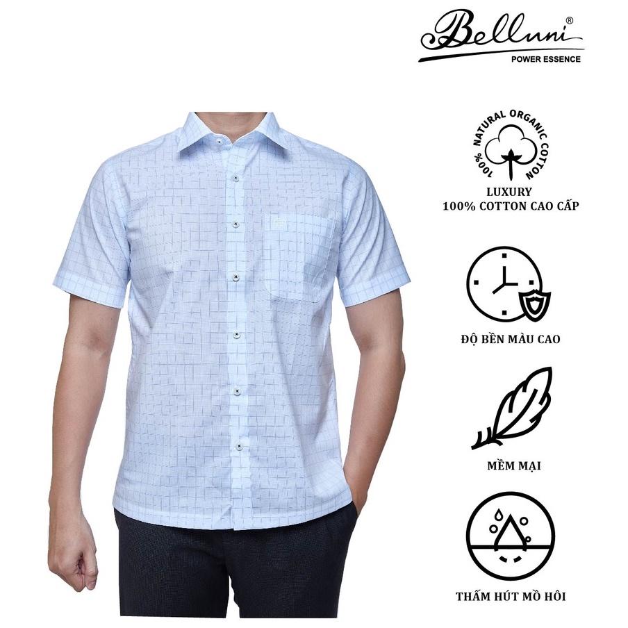 Áo sơ mi nam ngắn tay BELLUNI LUXURY chất 100% Cotton cao cấp - ABN.CM.BE.211.B7