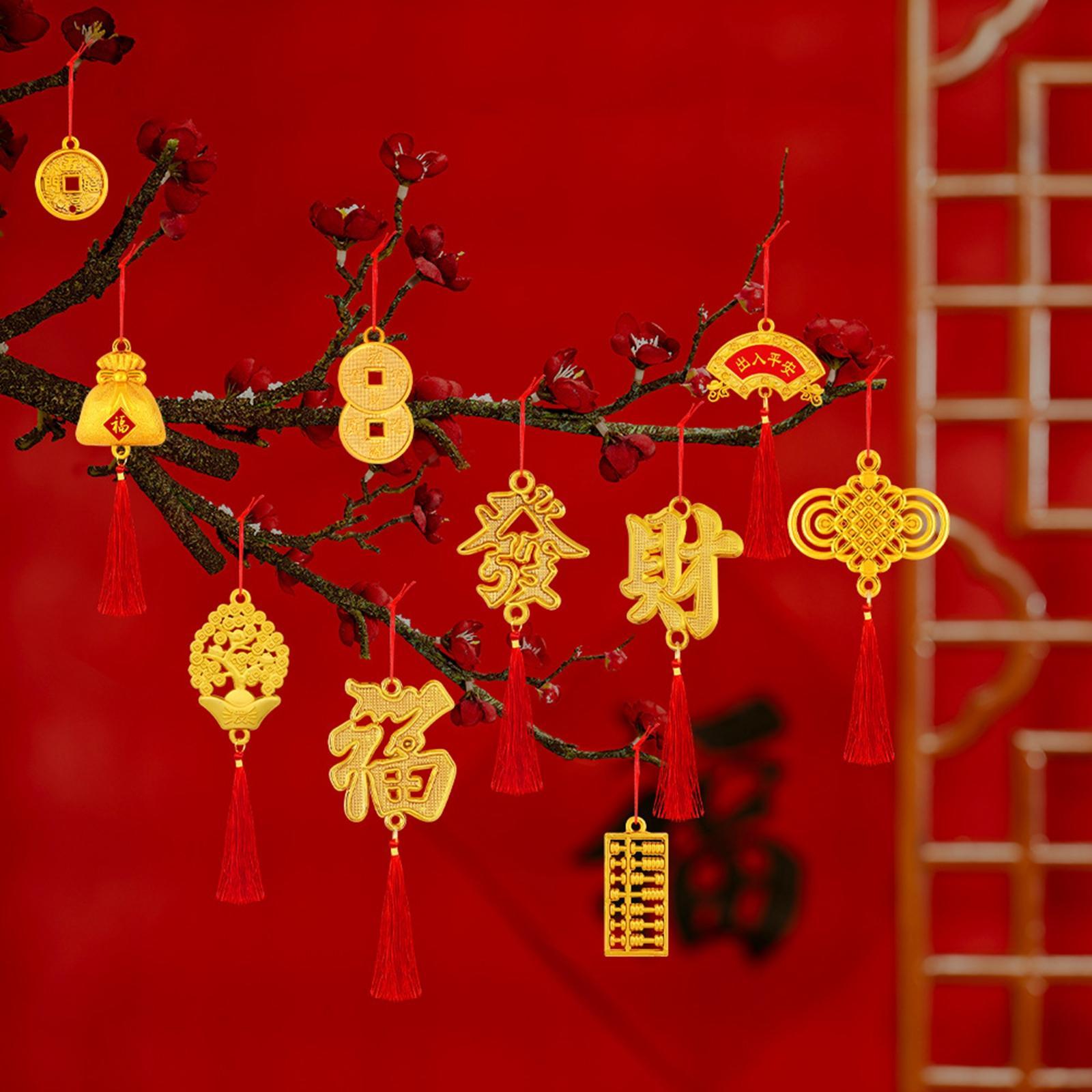 Chinese New Year Decorations Lucky Pendants Hanging Ornaments for Bonsai Home Office Trees