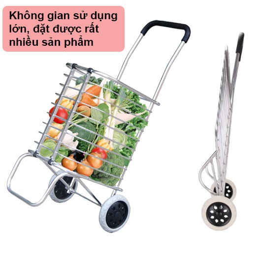 Xe kéo đi chợ gấp gọn đa năng, Chính hãng NIKITA, Chất liệu Inox cao cấp chống rỉ