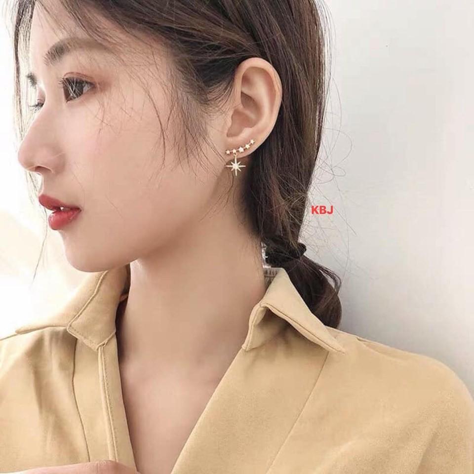 Bông tai bạc hình ngôi sao đính đá MS08