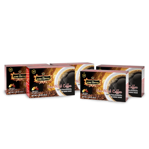 Combo 5 Cà Phê Hòa Tan 100% Đen Thuần Khiết KING COFFEE - Hộp 15 gói x 2g