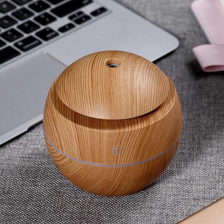 Máy xông tinh dầu - Máy phun sương tạo ẩm vân gỗ hình cầu