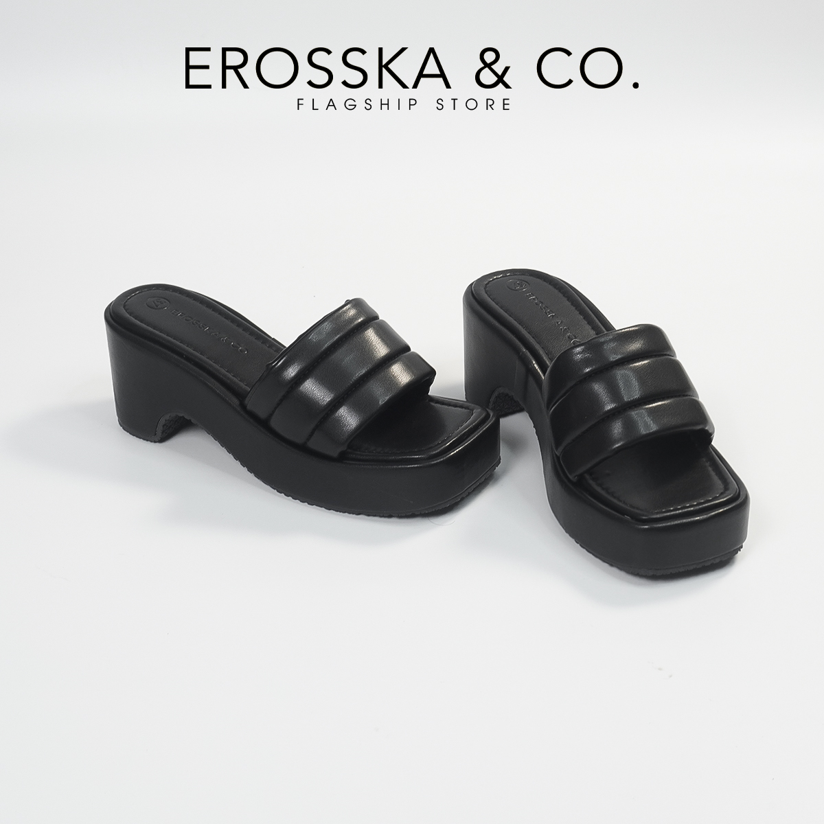 Erosska - Dép nữ đế xuồng dày quai ngang cao 7cm - SB023