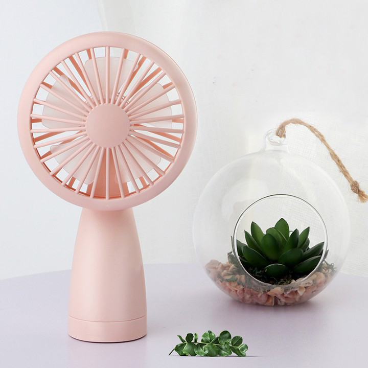 Quạt Cầm Tay Mini Tích Điện, Đế Chống Lật, Có Đèn Led- Giao Màu Ngẫu Nhiên