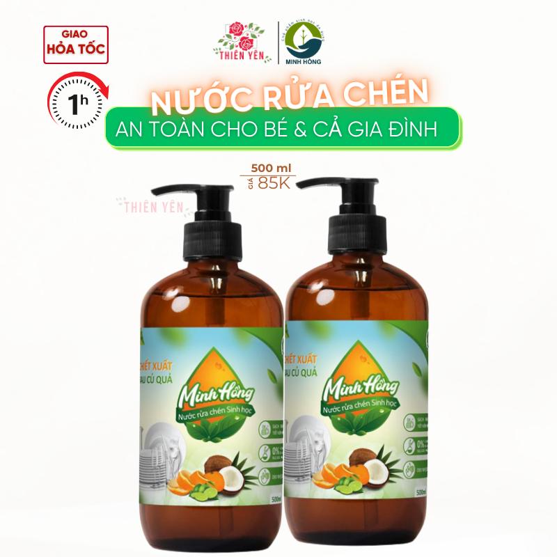[ Nước rửa chén Minh Hồng 500ml an toàn cho bé ] Nước rửa chén sinh học dịu nhẹ hương sả chanh