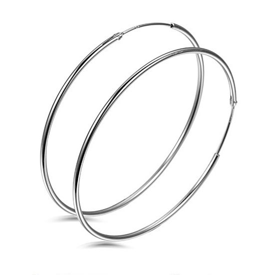 Bông tai khuyên tai bạc nữ ️ FREE HỘP QUÀ ️ Khuyên tai bạc S925 khoen tròn đường kính 6. 5 cm
