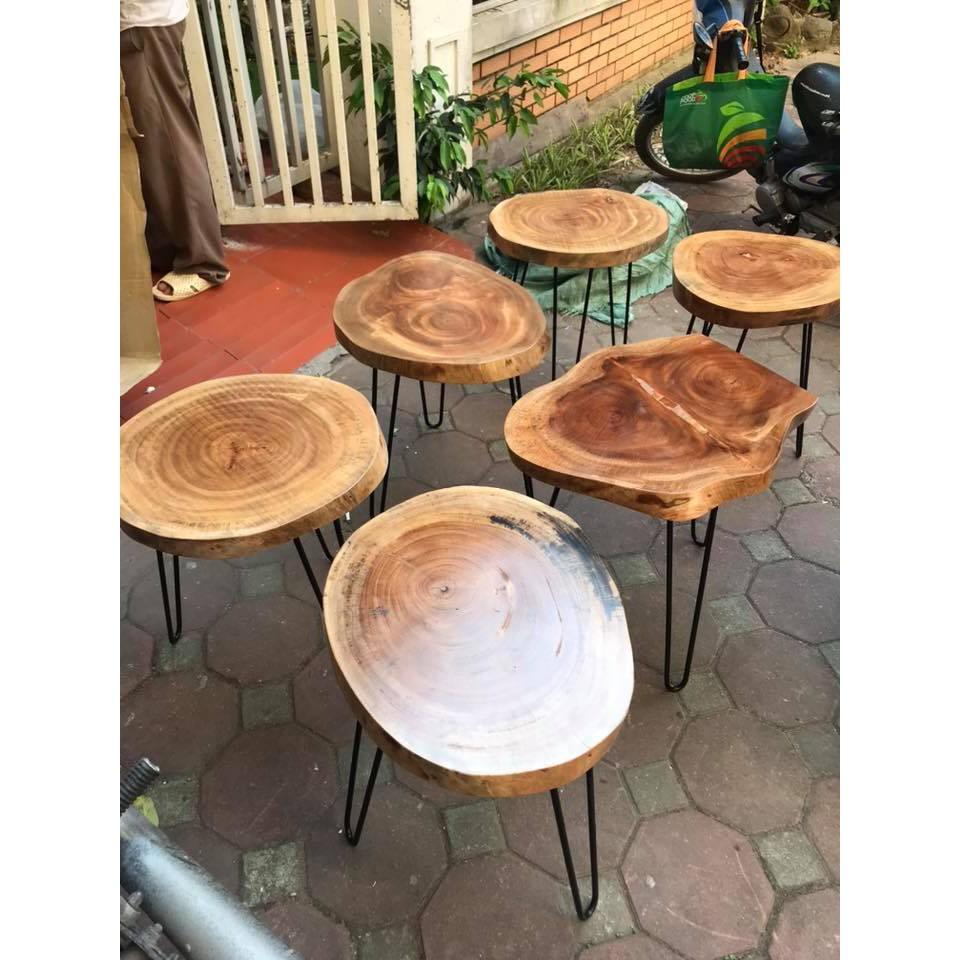 Bàn trà sữa trà chanh gỗ xà cừ chân hairpin cao 40 - 2 thanh | bàn trà chanh vỉa hè| bàn cafe