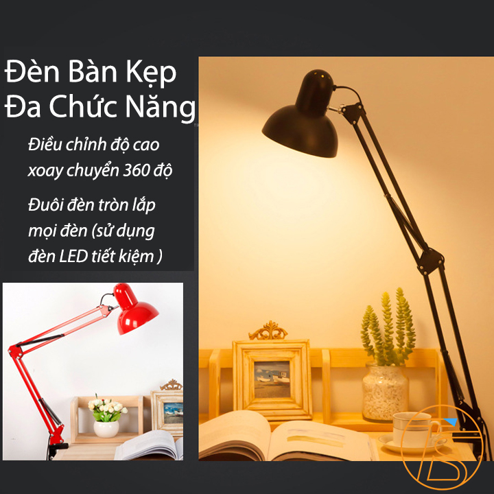 Đèn Kẹp Bàn Gấp Kéo Dài Sáng Tạo Linh Hoạt Sử Dụng Làm Việc, Học Tập, Phòng Ngủ Nguồn 220V