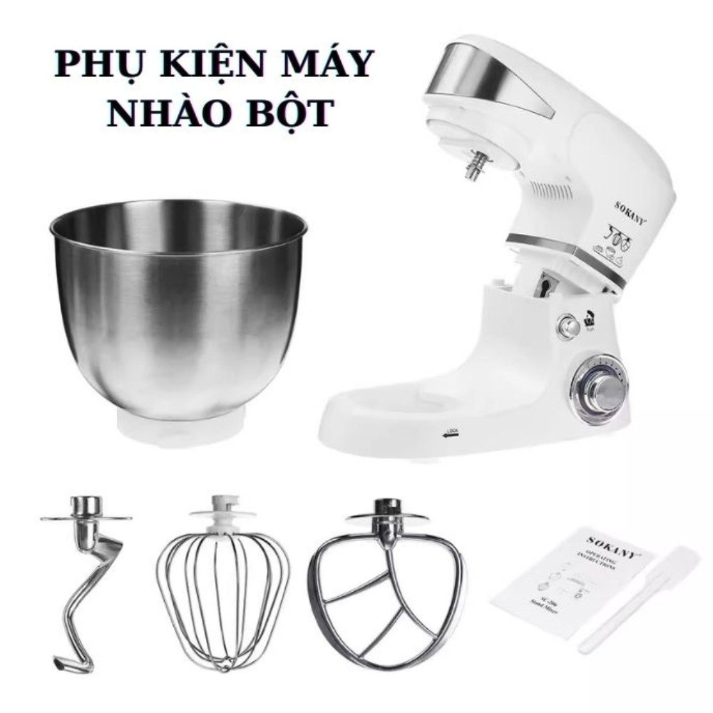 Máy đánh trứng trộn bột để bàn SOKANY SC-209, công suất lớn 800W,  cối INOX 4L trộn bột, nhào bột tự động - HÀNG CHÍNH HÃNG - DELIYA