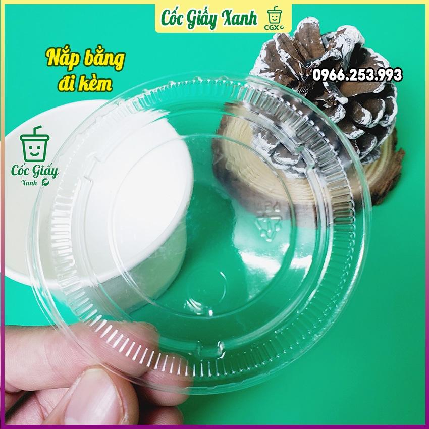 100 Tô Bát Giấy 150ml Trắng Trơn CÓ NẮP, Dùng 1 Lần Đựng Kem, Tàu Hũ, Bánh Bông Lan