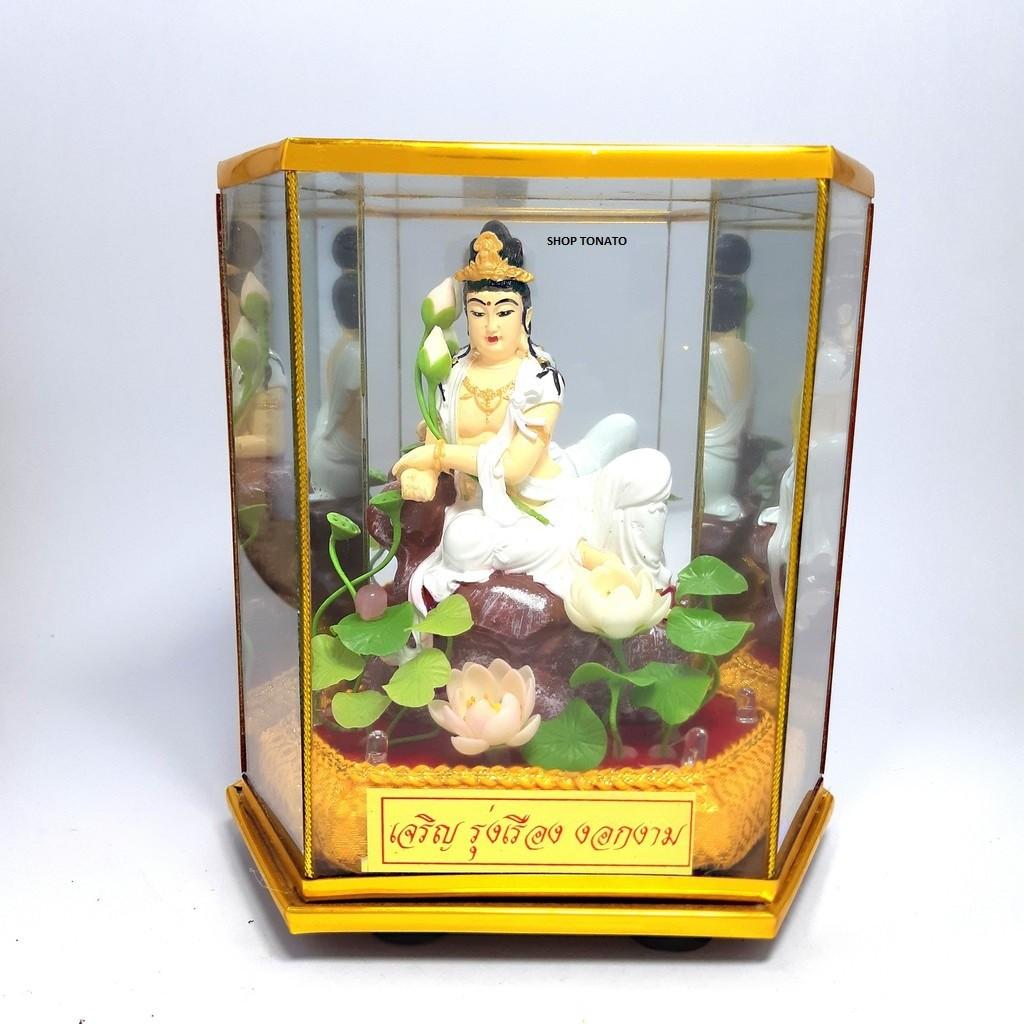 PHẬT QUAN NGỒI ĐÁ HỘP ĐÈN CAO 17CM