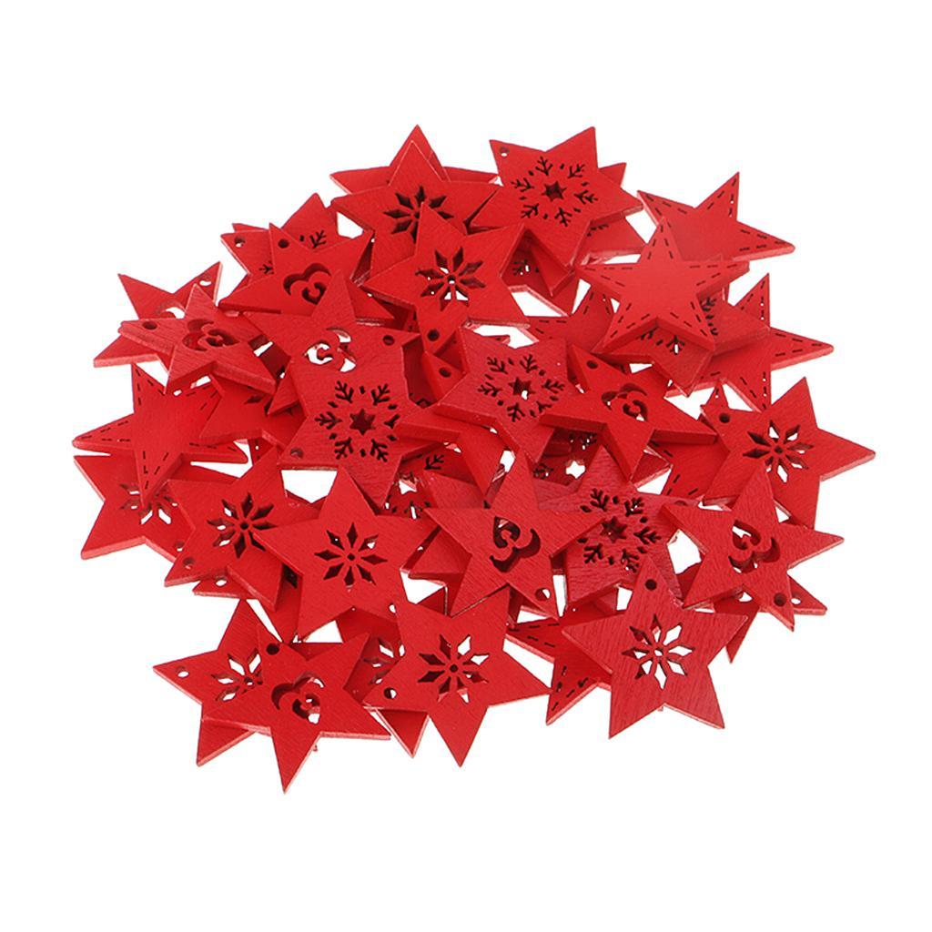 100pcs Unfinished Wood Carved Star Cutout Shapes Wooden Pieces Embellishment