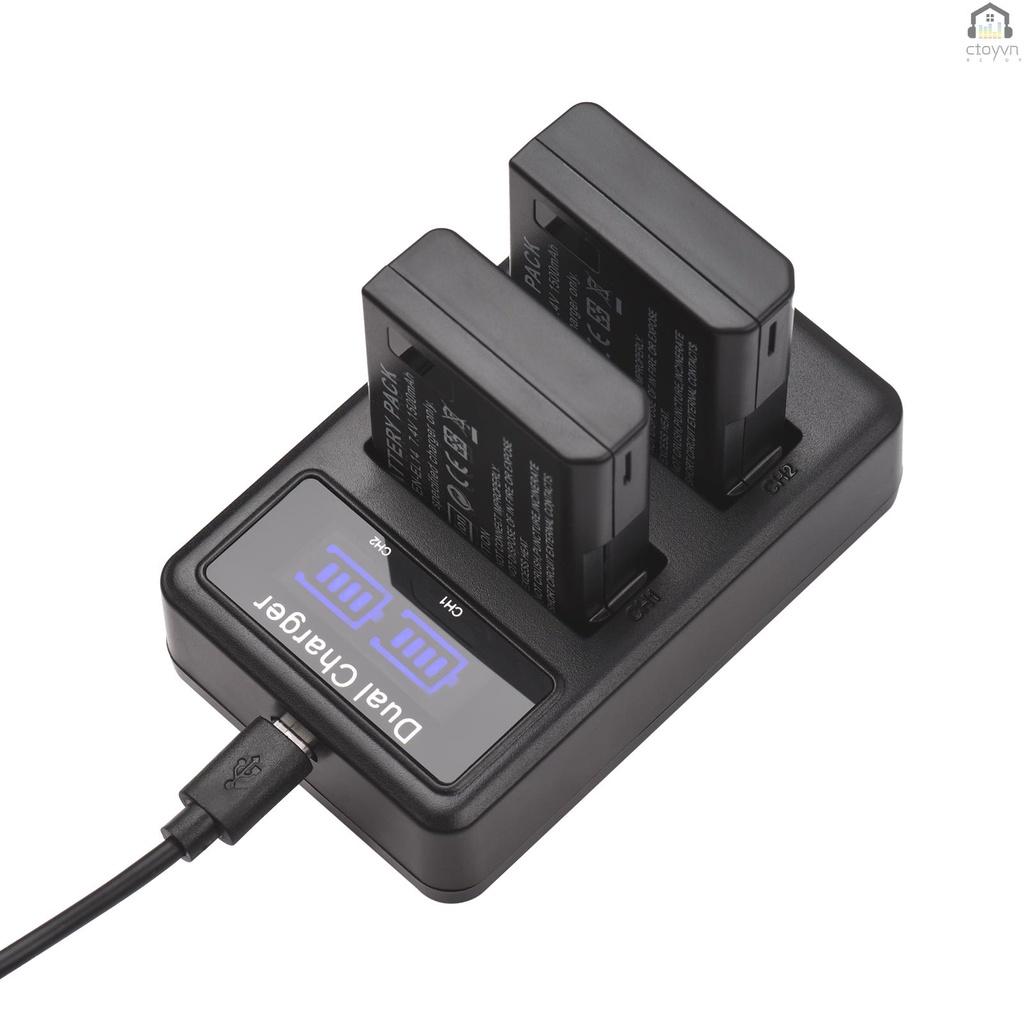 Bộ 2 pin EN-EL14 7.4V 1500mAh + 1 pin đèn LED 2-EL14 P5600 D7500 D3200 D3300 P5400 D5800 D7500 D5600 D7500
